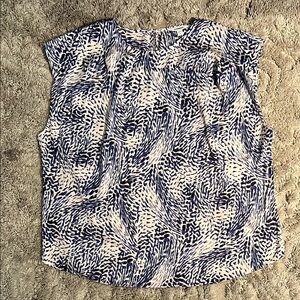 Express Navy and White Abstract Blouse
